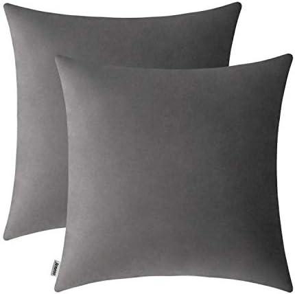 Jeneoo Comfy Soft Thick Velvet Throw Pillow Covers for Sofa Couch, Decorative Solid Square Cushion Cases for Bedroom Car (Dark Grey, 18 x 18 Inches, 2 Pieces)