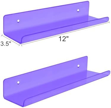 ROYALITA 2-Pack Small Acrylic Shelves Wall Mounted, 12 in Display Shelves
