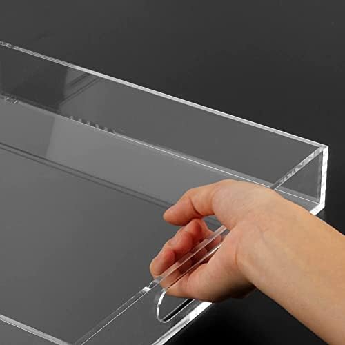 Acrylic Serving Tray (12x12x2Inch) with Handles -Spill Proof- Clear Decorative Tray for Appetizer,Breakfast -Countertop Organizer Storage Tray for Kitchen,Bathroom,Living Room