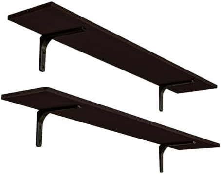 DINZI LVJ Long Wall Shelves, 47.3Inch Wooden Wall Mounted Shelves, Set of 2