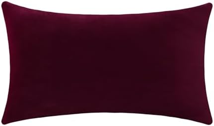 Jeneoo Set of 1 Comfy Soft Thick Velvet Throw Pillow Covers for Sofa Couch Decorative Solid Lumbar Cushion Cases for Bedroom Car (14 x 36 Inches, Burgundy Red)