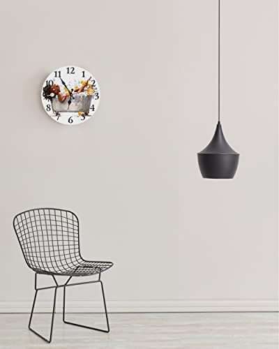 LOKMU Silent Non Ticking Clock 10 Inch, Round Wall Clock,Decorative for Living Room, Kitchen, Home,Bathroom, Bedroom, Office or School, African Woman Taking Shower