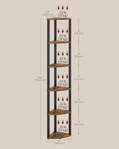 VASAGLE Superfast Toolless Assembly 6-Tier Corner Shelf