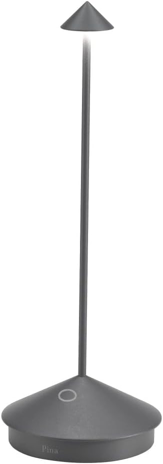 Zafferano, Pina Pro Lamp, Rechargeable Cordless Table Lamp with Touch Controls, Suitable for Interior and Outdoor, Dimmer, 2200-3000 K, Height 29 cm, Dark Gray Colour