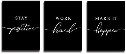 Framed Canvas Wall Art - Motivational Quote Set of 3 Prints, Stay Positive & Inspirational Office Wall Decor (E-3pcs, 12x16in x3pcs)