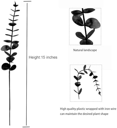 36Pcs Artificial Eucalyptus Stems Black Eucalyptus Leaves for vase Black Artificial Flowers Branches Decor Wedding Bouquet Centerpiece Floral Arrangement Home Decoration