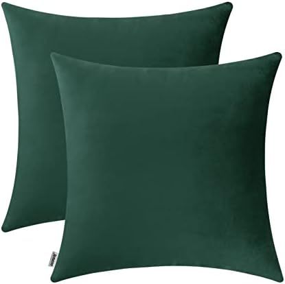 Jeneoo Comfy Soft Thick Velvet Throw Pillow Covers Decorative Solid Square Couch Cushion Cases for Bedroom Sofa Car Decor (Hunter Green, 16 x 16 Inches, 2 Pieces)