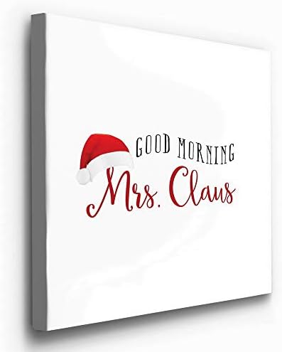Renditions Gallery Canvas Wall Art for Christmas Decorations Good Morning Mrs. Santa Claus Hat Abstract Artwork for Living Room Home Kitchen Wall Decor - 24"X24" LT05