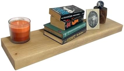 joelsantiques 36 inch Wooden Floating Shelves for Wall - 36x6x2 in, High End Solid Natural Wood, Heavy Duty Bracket, Wall Mounted for Bathroom, Living Room, Bedroom, Office Floating Storage - Beige