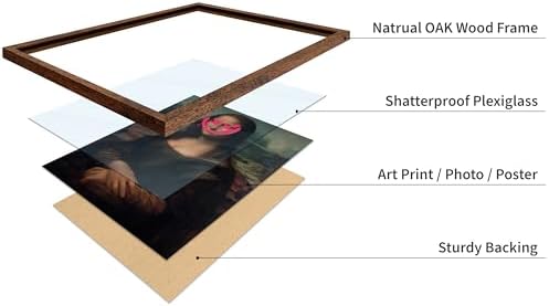 Poster Master Mona Lisa Painting Poster - Smile Face Print - Altered & Pop Art - Defaced Art - Gift for Men & Women - Minimal Decor for Office, Bedroom or Living Room, 11x14 Brown Framed
