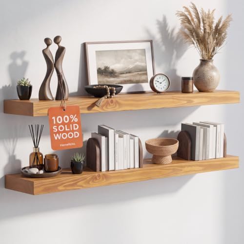 Homeforia 36 Inch Floating Shelves, High-End Solid Pine Wood, Set of 3