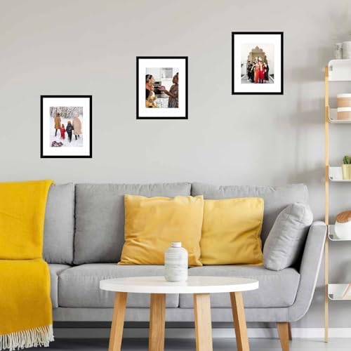 JCJMY 6 Packs 11x14 Picture Frames, Display 8x10 with Mat or 11x14 Without Mat, Black Gallery Wall Frame Set, 11 by 14 Frames Bulk Set of 6 Collage Wall Decor Photo Frames Set for Wall, Black