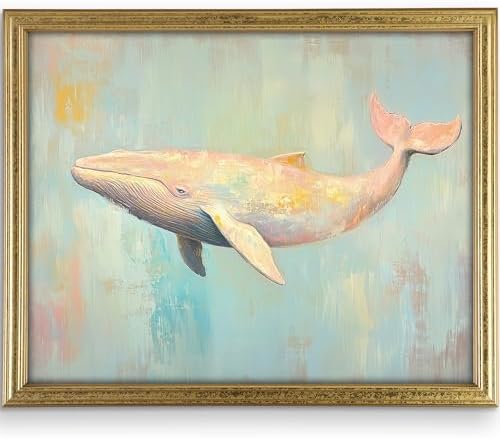 Pink Whale Ocean's Gentle Giant Art Print - 11x14 | Coastal Wall Art for Kids Room | Cute Room Decor for Girls | Bathroom Wall Pictures for Home | Bedroom Wall Art for Living Room