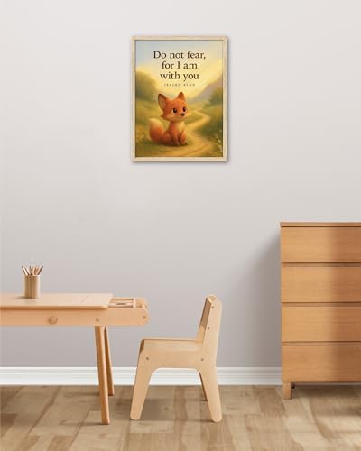 KensTro 12x16 Oak Framed Christian Nursery Wall Art, Isaiah 41:10 | Natural Oak Wood Frame with Isaiah 41:10 Scripture Print, Inspirational Christian Decor for Boys' and Girls' Rooms