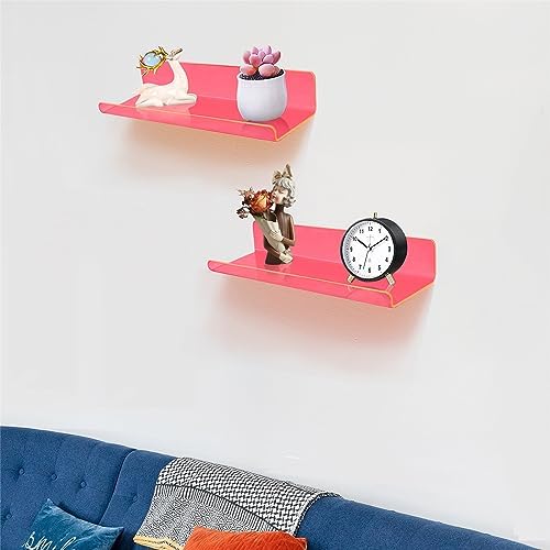ROYALITA 2-Pack Small Acrylic Shelves Wall Mounted, 12 in Display Shelves