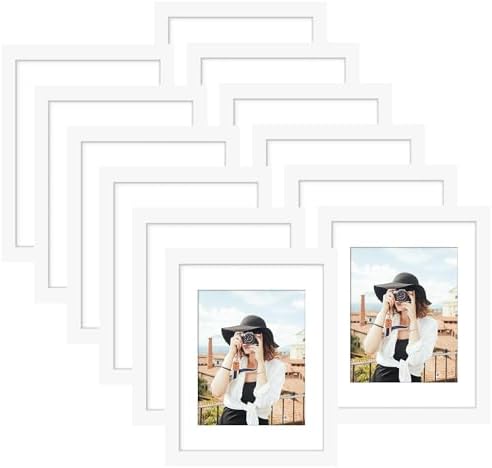 Picrit 8.5x11 Picture Frame Set of 12, Modern Gallery Wall Frames, White