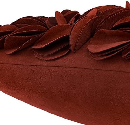 KINGROSE Handmade 3D Flower Throw Pillow Cover, Rust Red, 12x20 Inches