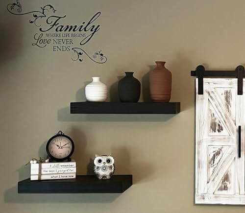 Joel’s Antiques 18 Inch Wooden Floating Shelves for Wall - 18x6x2 in - Made of Natural Wood - Short Heavy Duty Rustic Wall Shelves for Bedroom - Bathroom Shelf, Laundry Room Floating Storage - Black