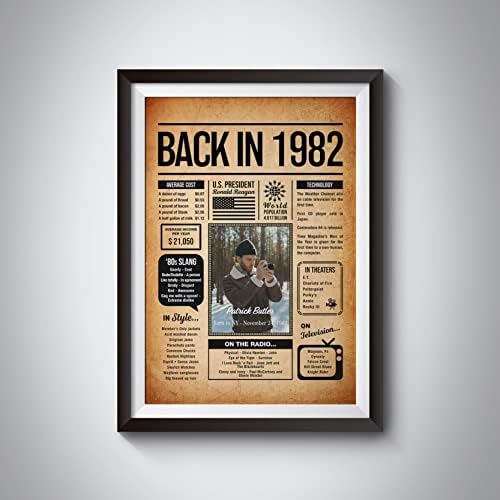 Back in 1982 Poster Sign, Personalized Birthday Gifts Idea, Custom 1982 Historical Birthday Newspaper, Born in 1982 Birthday Party Decorations, Fun Fact for the Day You Were Born, Decor Art Print