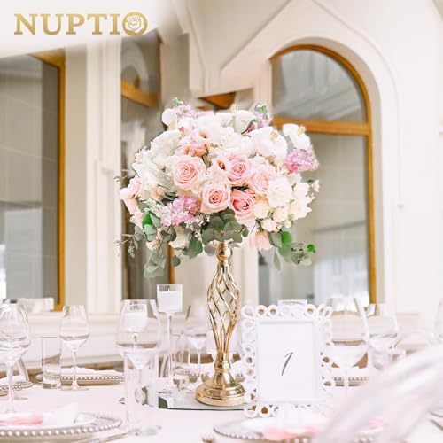 NUPTIO Gold Centerpiece Stand for Table, Twist Style , 17.7" Tall, 10 Pcs