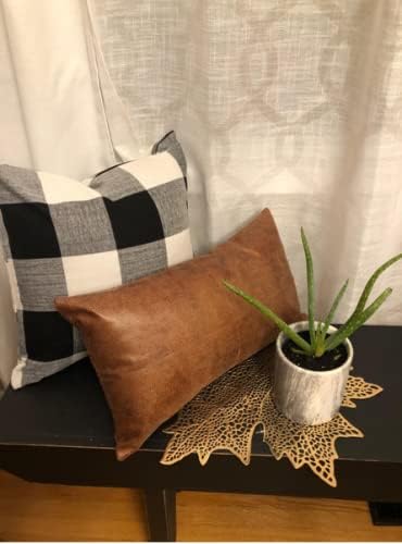 VAKADO Outdoor Plaid Throw Pillow Covers 18x18 Set of 2, Black & White | Buffalo check polyester, hidden zipper. Farmhouse gingham decor for porch, patio, outdoor & classroom. Machine washable.