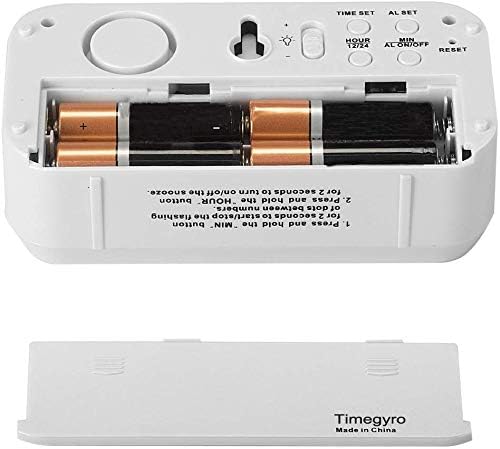 Digital Alarm Clock Battery Operated with LED Display for Bedrooms, Long Battery Life for 12 Months, 3 Brightness Adjustable, 12/24 Hour, Snooze, White Case with Red Digits
