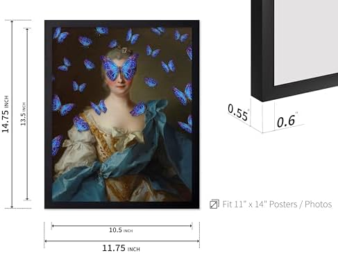 Poster Master Madam de La Porte Print - Portrait Painting Poster - Altered & Pop Art - Gift for Men & Women - Aesthetic Wall Decor for Bedroom, Living Room or Office - 11x14 Black Framed