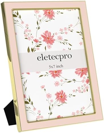 eletecpro 5x7 Enamel Picture Frame with Real Glass Cover, Pink, 2-Pack