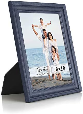 LaVie Home 8x10 Picture Frames (3 Pack, Blue Wood Grain) Rustic Photo Frame Set with Tempered glass for Wall Mount & Table Top Display