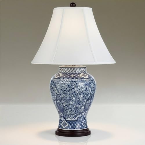 Shonna 27" Tall Table Lamp USB Dimmer Blue White Porcelain Jar Traditional