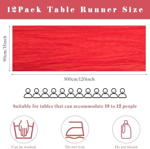 Red 6 Pieces 35 x 120 Inches Long Cheesecloth Table Runner Gauze Fabric 10Ft Boho Table Runner Rustic Sheer Runner for Wedding Baby Bridal Shower Birthday Holiday Party Table Arbor Decor (Red)