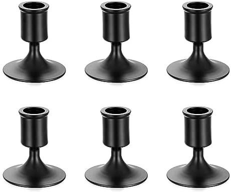 Sziqiqi Black Candlestick Candle Holders Set of 6 for Halloween Table Decor