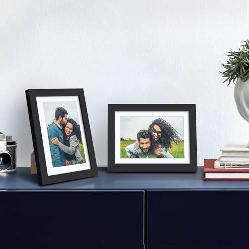upsimples 5x7 Picture Frame, Gallery Glass Photo Frames Set of 3, Black