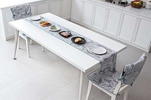 Fennco Styles Grey and White Leaf Woven Table Runner - 14 x 71 Inch Reversible Runner Table Centerpiece for Dining Home Decor, Indoor Parties, Holiday Events Tassel Table Runner