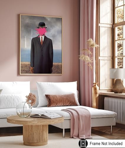 Poster Master Man in Overcoat Print - The Son of Man Painting Poster - Altered Art - Surreal Portrait Wall Design - Gift for Men & Women - Pop Art - Decor for Office or Bedroom - 24x32 Unframed Wall Art