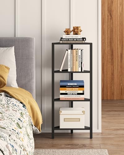 TUTOTAK Corner Shelf, 4-Tier Corner Bookshelf for Small Space