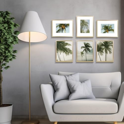 Golden State Art 8x10 Gold Aluminum Frame, Real Glass, Mat Fits 5x7