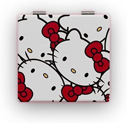 KOZUKI Kitty Compact Mirror Kitty Mirror Pink Compact Mirror Pink Magnifier Mirror Carry Out Mirror Make up Mirror (Classic Red)