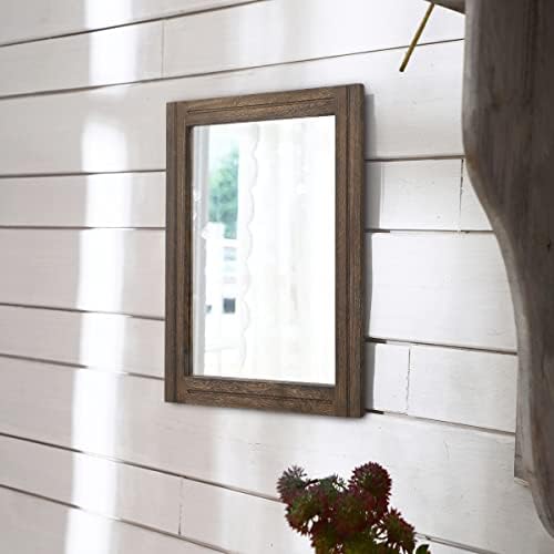 AAZZKANG Rustic Wood Mirror Rectangle Decorative Wall Hanging Mirrors with Frame for Bedroom Living Room Bathroom Home Entryway