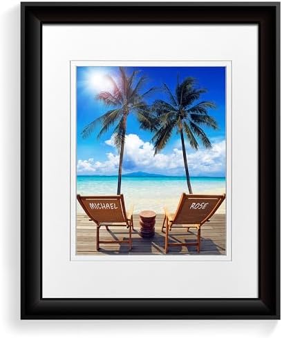 Vacation Personalized Photo Prints Artwork with Couple's Names on Deck Chairs,Perfect Love Gift for Anniversary,Wedding.14x11 inches D-Mats UNFRAMED