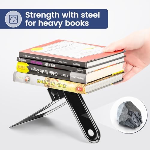 HappyHapi 7 Pairs Book Ends, Heavy Duty Bookends for Shelves, Black