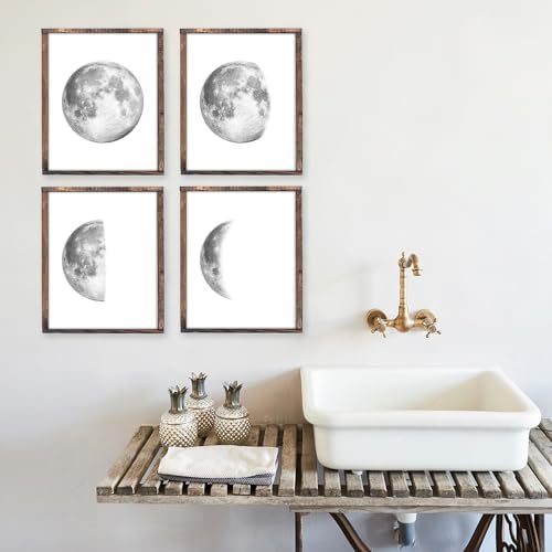Moon Phases Art Prints (Set of 4) - Unframed - 11x14s | Celestial Wall Decor for Astronomy Enthusiasts | Enhance Your Home with the Mystique of the Moon's Phases | Home Decor | Wall Decor