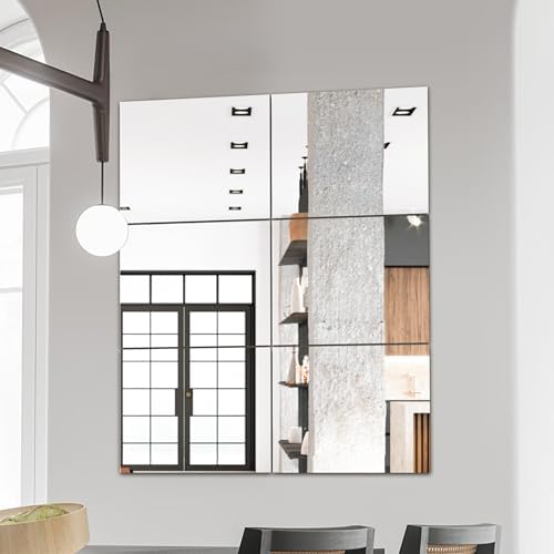 Delma Wall Mirror, Full Length Mirror Tiles, 16''x12''x6PCS | Glass, Modern Full Body Mirror, For Home, Office, and Gym, Wall Decor