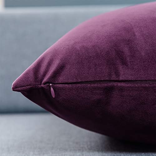 JUSPURBET 12x20 Lumbar Velvet Throw Pillow Covers Set of 2,Eggplant Purple