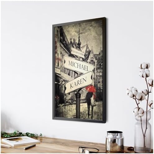 A&T ARTWORK Couple's Street Signs Canvas Poster Prints Gift,includes Names and the Date Unique Gift for the Anniversary.Canvas Poster UNFRAMED