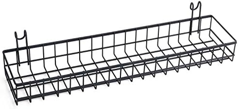 Kaforise Hanging Basket for Wire Wall Grid Panel, Multi-Function Wall Storage and Display Basket, Medium Size, Black Painted