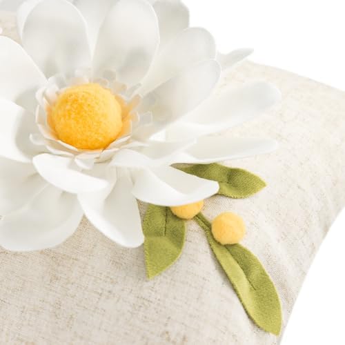 OiseauVoler 3D Flower Lumbar Throw Pillow Covers 12x20 Inch White