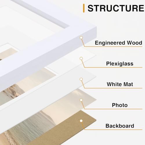 Vittanly 5x7 Picture Frames Set of 5, Wall Mount or Tabletop Display, White