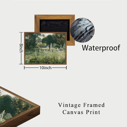 OIQArtOIQ Vintage Framed Wall Art Garden Landscape Canvas Art Prints Rustic Farmhouse Scenery Pictures Wall Decor Modern Cottagecore Paintings Artwork For Bedroom Bathroom Office Living Room