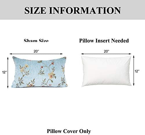 YOUR SMILE Classical Embroidery Jacquard Farmhouse Oblong Rectangle Chenille Teal Floral Pattern Decorative Throw Pillow Case,12x20 inch